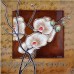 Continental Art Center White Orchid With A Light Brown Frame Tile Wall Decor CNTI1431
